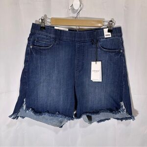 Judy Blue Women's Frayed Hem Jean Shorts - Dark Blue